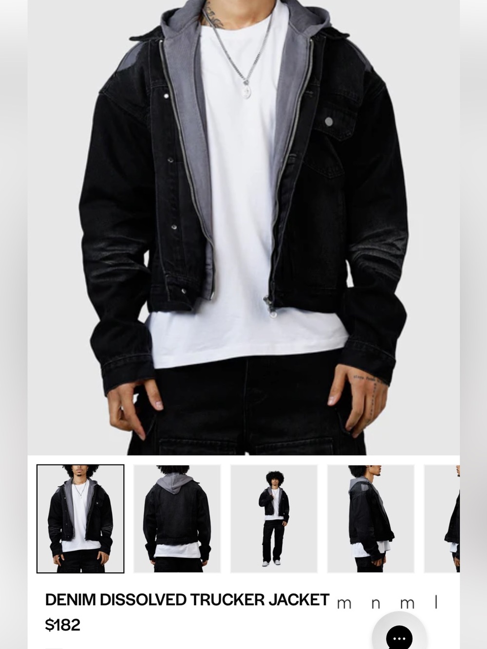 MNML Black and Gray Denim Dissolved Trucker Jacket